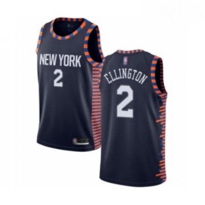 Mens New York Knicks 2 Wayne Ellington Authentic Navy Blue Basketball Jersey 2018 19 City Edition