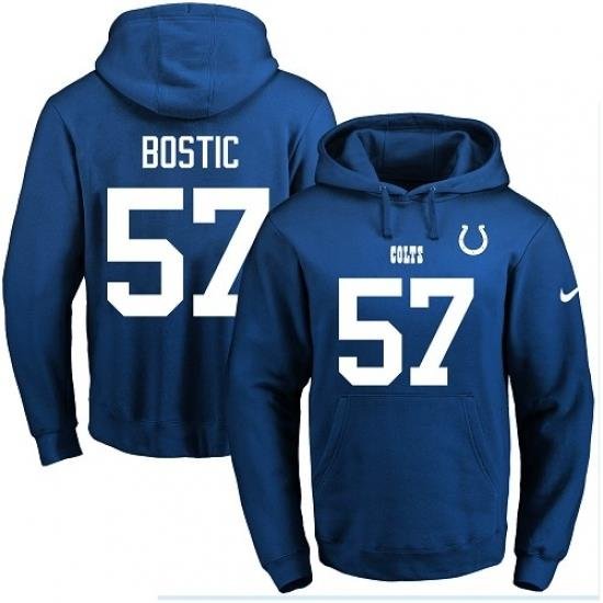 NFL Mens Nike Indianapolis Colts 57 Jon Bostic Royal Blue Name Number Pullover Hoodie