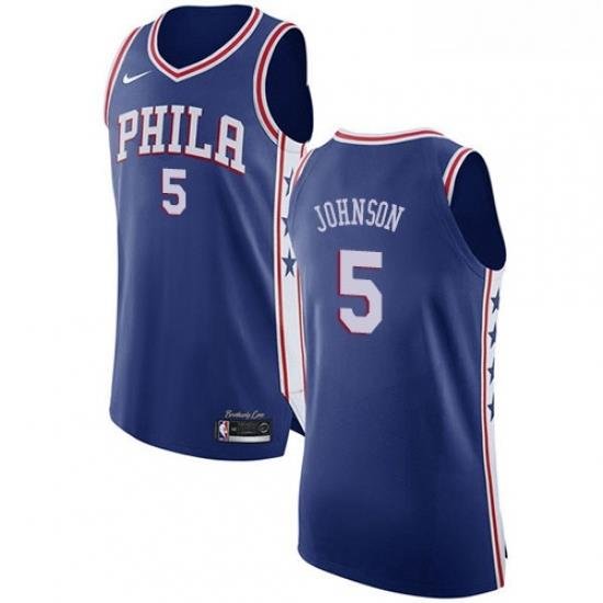 Womens Nike Philadelphia 76ers 5 Amir Johnson Authentic Blue Road NBA Jersey Icon Edition