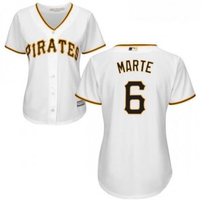 Womens Majestic Pittsburgh Pirates 6 Starling Marte Replica White Home Cool Base MLB Jersey