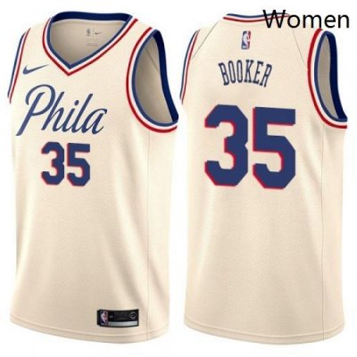 Womens Nike Philadelphia 76ers 35 Trevor Booker Swingman Cream NBA Jersey City Edition