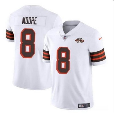 Men Cleveland Browns 8 Elijah Moore White 1946 Collection Vapor Limited Stitched Football Jersey