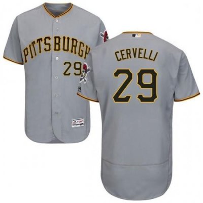 Mens Majestic Pittsburgh Pirates 29 Francisco Cervelli Grey Road Flex Base Authentic Collection MLB Jersey