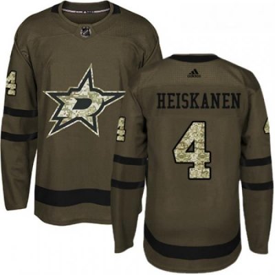 Youth Adidas Dallas Stars 4 Miro Heiskanen Authentic Green Salute to Service NHL Jersey