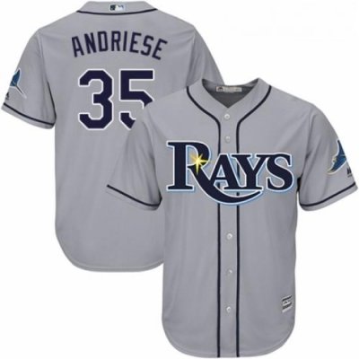 Youth Majestic Tampa Bay Rays 35 Matt Andriese Authentic Grey Road Cool Base MLB Jersey