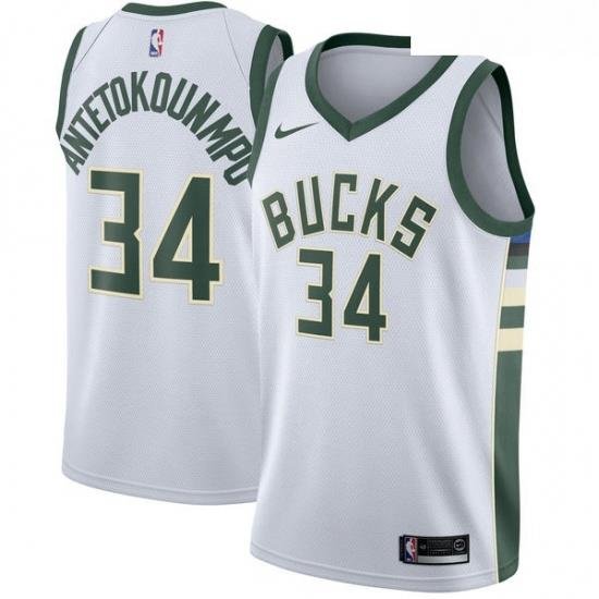 Youth Nike Milwaukee Bucks 34 Giannis Antetokounmpo Swingman White Home NBA Jersey Association Edition