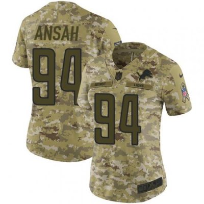 Nike Lions #94 Ziggy Ansah Camo Women Stitched NFL Limited 2018 Salute to Service Jersey