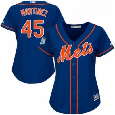 Womens Majestic New York Mets 45 Pedro Martinez Authentic Royal Blue Alternate Home Cool Base MLB Jersey