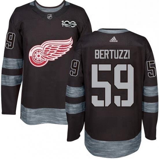 Mens Adidas Detroit Red Wings 59 Tyler Bertuzzi Authentic Black 1917 2017 100th Anniversary NHL Jersey