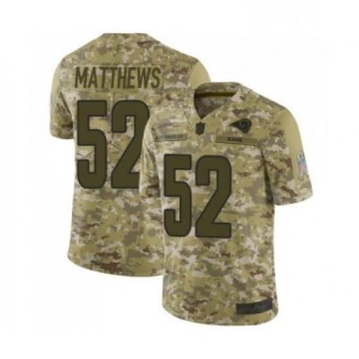 Youth Los Angeles Rams 52 Clay Matthews Limited Camo 2018 Salute to Service Football Jersey