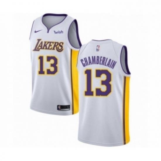 Mens Los Angeles Lakers 13 Wilt Chamberlain Authentic White Basketball Jersey Association Edition