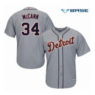 Youth Majestic Detroit Tigers 34 James McCann Replica Grey Road Cool Base MLB Jersey