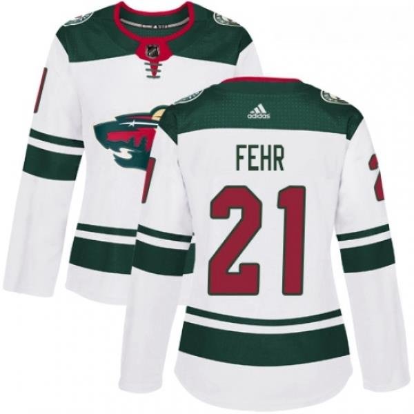 Womens Adidas Minnesota Wild 21 Eric Fehr Authentic White Away NHL Jersey