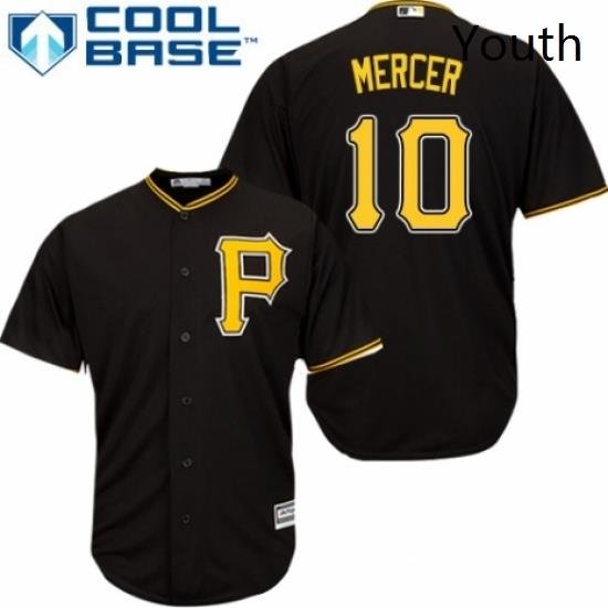 Youth Majestic Pittsburgh Pirates 10 Jordy Mercer Replica Black Alternate Cool Base MLB Jersey