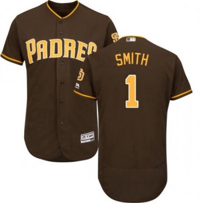 Mens Majestic San Diego Padres 1 Ozzie Smith Brown Alternate Flex Base Authentic Collection MLB Jersey