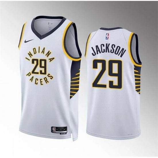 Men Indiana Pacers 29 Quenton Jackson White Association Edition Stitched Basketball Jersey