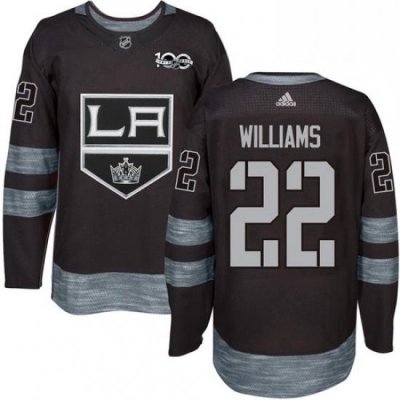 Mens Adidas Los Angeles Kings 22 Tiger Williams Authentic Black 1917 2017 100th Anniversary NHL Jersey