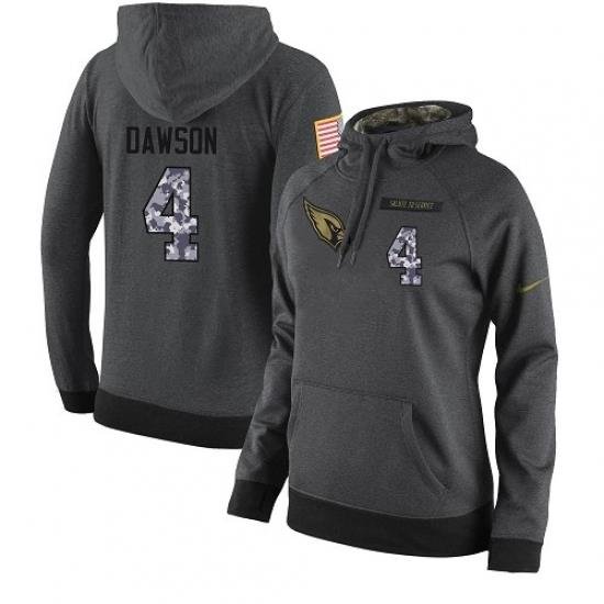 NFL Women Nike Arizona Cardinals 4 Phil Dawson Stitched Black Anthracite Salute to Service Player Performance Hoodie