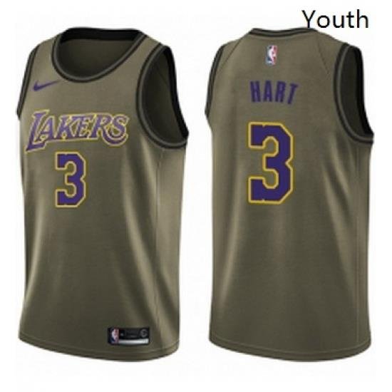 Youth Nike Los Angeles Lakers 3 Josh Hart Swingman Green Salute to Service NBA Jersey