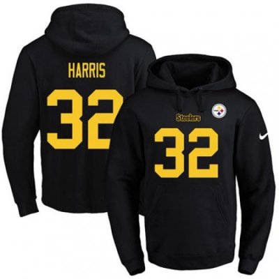 NFL Mens Nike Pittsburgh Steelers 32 Franco Harris BlackGold No Name Number Pullover Hoodie