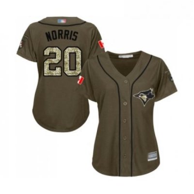 Womens Toronto Blue Jays 20 Bud Norris Authentic Green Salute to Service Baseball Jersey