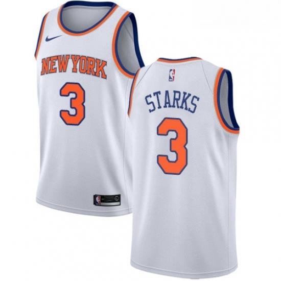 Mens Nike New York Knicks 3 John Starks Authentic White NBA Jersey Association Edition