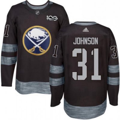 Mens Adidas Buffalo Sabres 31 Chad Johnson Authentic Black 1917 2017 100th Anniversary NHL Jersey