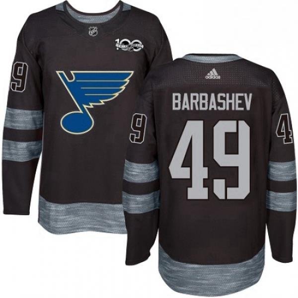 Mens Adidas St Louis Blues 49 Ivan Barbashev Authentic Black 1917 2017 100th Anniversary NHL Jersey