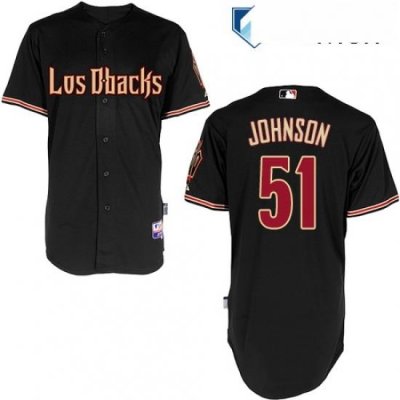 Mens Majestic Arizona Diamondbacks 51 Randy Johnson Replica Black Cool Base MLB Jersey