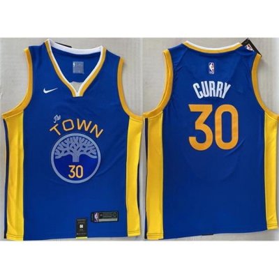 Men Golden State Warriors 30 Stephen Curry Royal Stitched Jersey