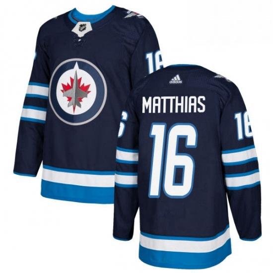 Mens Adidas Winnipeg Jets 16 Shawn Matthias Authentic Navy Blue Home NHL Jersey