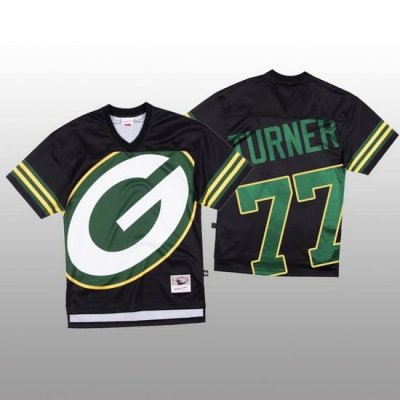 NFL Green Bay Packers 77 Billy Turner Black Men Mitchell  26 Nell Big Face Fashion Limited NFL Jersey