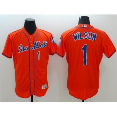 Men's NeW York Mets #1 Amed Rosario Orange Royal Alternate Stitched Baseball Jersey