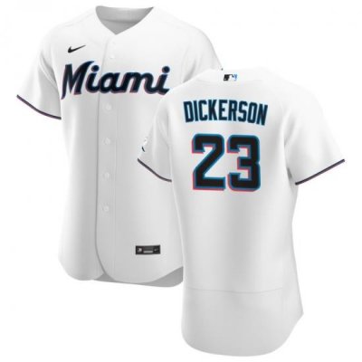 Men Miami Marlins 23 Corey Dickerson Men Nike White Home 2020 Flex Base Player MLB Jersey