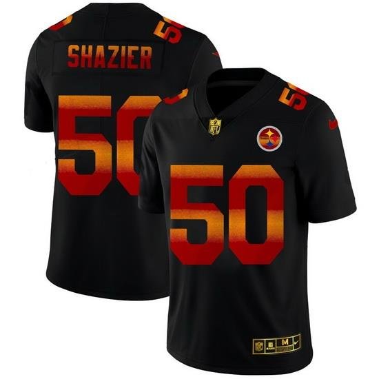 Pittsburgh Steelers 50 Ryan Shazier Men Black Nike Red Orange Stripe Vapor Limited NFL Jersey