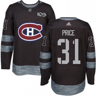 Mens Adidas Montreal Canadiens 31 Carey Price Premier Black 1917 2017 100th Anniversary NHL Jersey