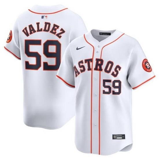 Men Houston Astros 59 Framber Valdez White 2024 Home Limited Stitched Baseball Jersey