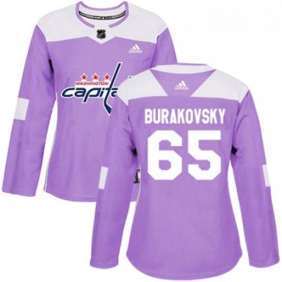 Womens Adidas Washington Capitals 65 Andre Burakovsky Authentic Purple Fights Cancer Practice NHL Jersey