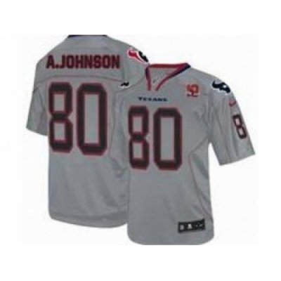 Nike Houston Texans 80 Andre Johnson Grey Elite W 10th Patch NFL Jerseys