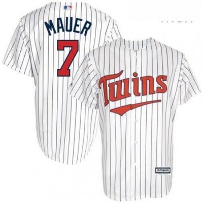 Mens Majestic Minnesota Twins 7 Joe Mauer Authentic White Cool Base MLB Jersey