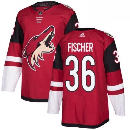 Mens Adidas Arizona Coyotes 36 Christian Fischer Premier Burgundy Red Home NHL Jersey