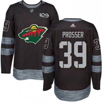 Mens Adidas Minnesota Wild 39 Nate Prosser Premier Black 1917 2017 100th Anniversary NHL Jersey