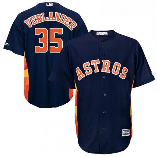 Youth Majestic Houston Astros 35 Justin Verlander Authentic Navy Blue Alternate Cool Base MLB Jersey