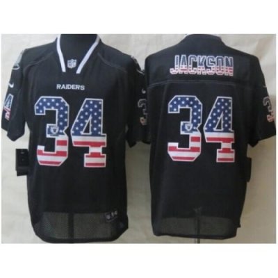 Nike Oakland Raiders 34 Bo.Jackson Black Elite USA Flag Fashion NFL Jersey