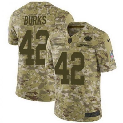 Nike Packers #42 Oren Burks Camo Mens Stitched NFL Limited 2018 Salute To Service Jersey