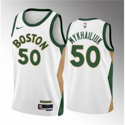 Men Boston Celtics 50 Svi Mykhailiuk White 2023 24 City Edition Stitched Basketball Jersey