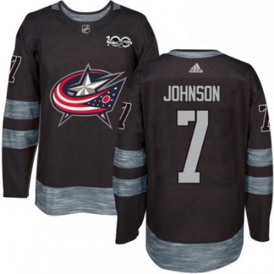 Mens Adidas Columbus Blue Jackets 7 Jack Johnson Premier Black 1917 2017 100th Anniversary NHL Jersey