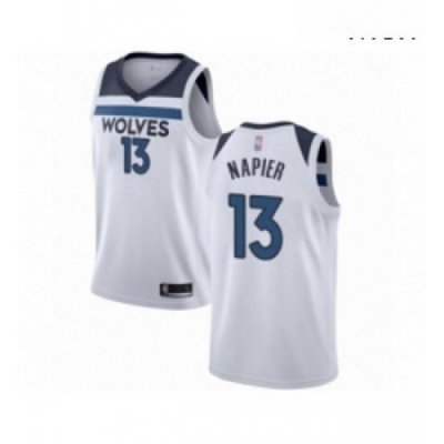 Mens Minnesota Timberwolves 13 Shabazz Napier Authentic White Basketball Jersey Association Edition