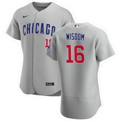 Men's Chicago Cubs #16 Patrick Wisdom Gray Flex Base Stitched Jersey