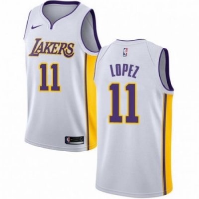 Mens Nike Los Angeles Lakers 11 Brook Lopez Swingman White NBA Jersey Association Edition